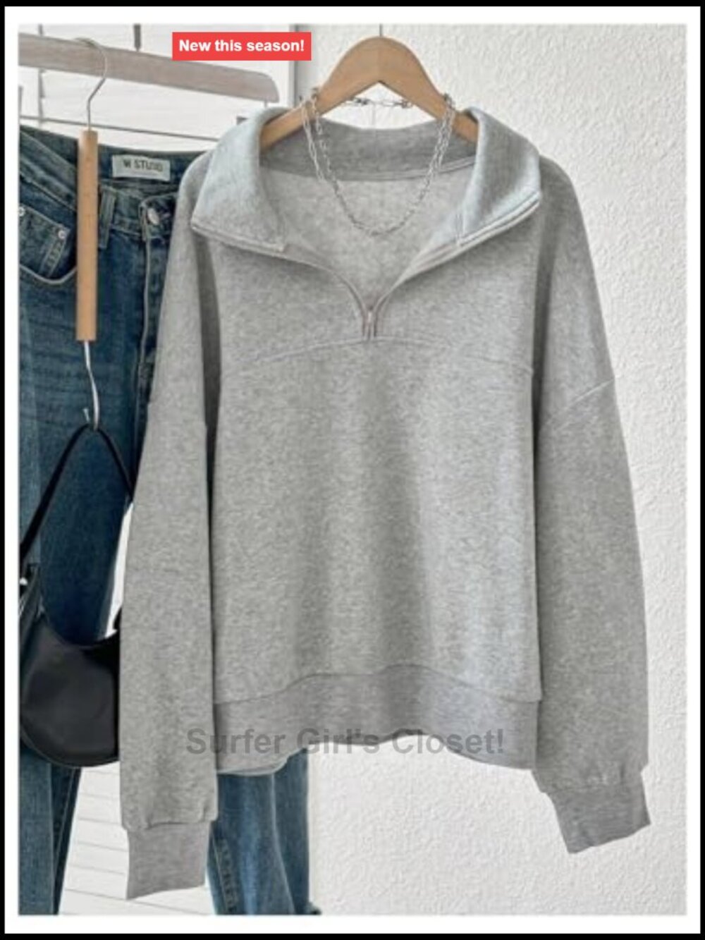 Women's Quarter Zip Pullover Mock Neck Sweatshirt Long Sleeve Oversized - Picture 3 of 6
